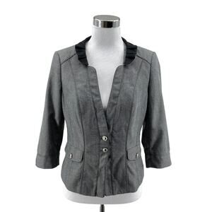 White House Black Market Tailored Blazer Jacket Womens 6 Gray Lined Button Front